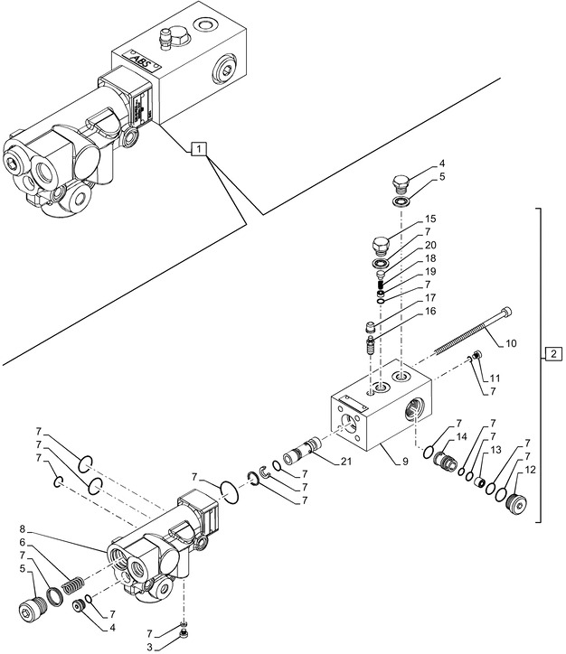 New Holland T6090 T6070 Zawór hamulca 47583839 - Тормозной клапан для Сельскохозяйственной техники: фото 1