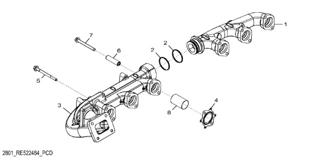 R519311 John Deere 8345R - Kolektor wydechowy - Выпускной коллектор для Сельскохозяйственной техники: фото 1