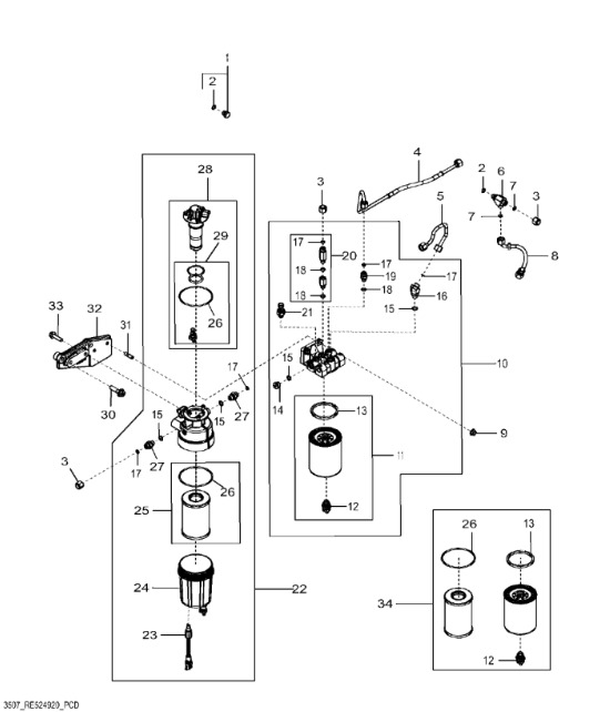RE539761 John Deere 8345R - Pompa paliwa - Топливный насос для Сельскохозяйственной техники: фото 1