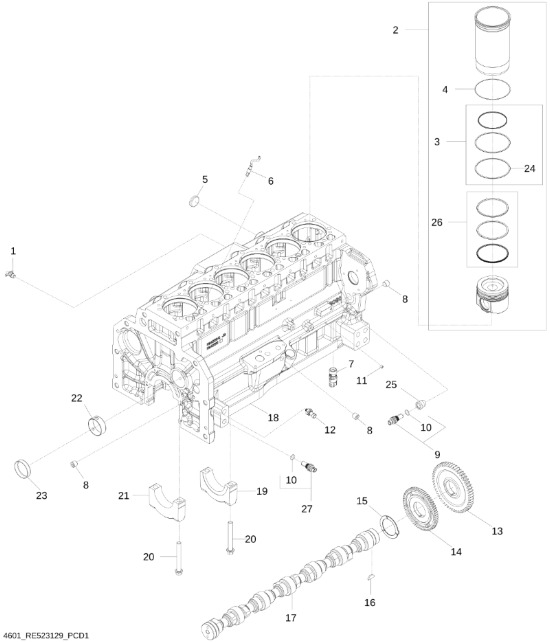 SE501775 John Deere 8345R - Camshaft Remanufactured - Распределительный вал для Сельскохозяйственной техники: фото 1