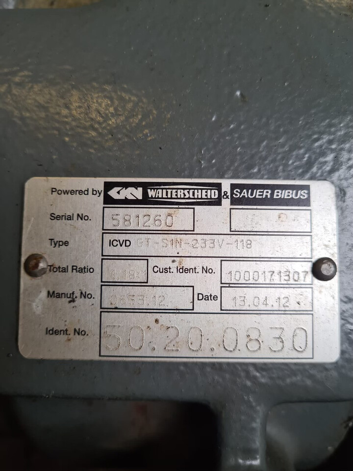 Walterscheid & Sauer Bibus ICVD GT-S1N-233V-118 części claas scorpion 6030 - Трансмиссия для Телескопических погрузчиков: фото 1