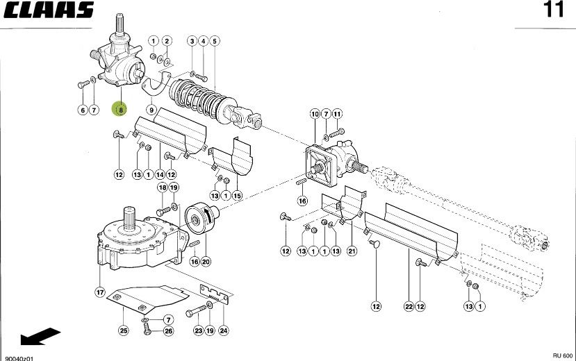 Claas RU600 - przekładnia kątowa 0009910270 - Запчасти для Жаток кукурузных: фото 1