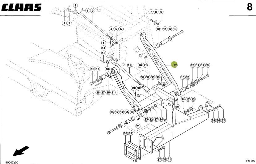 Claas RU600 - wahacz lewy 0009994640 - Запчасти для Жаток кукурузных: фото 1