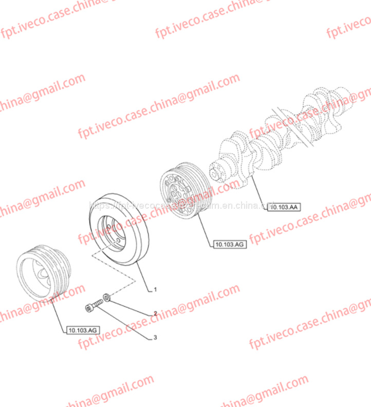 FPT IVECO CASE Cursor9 F2CFE614A*B041/F2CGE614F*V004 5802431166 Cpankshaft Dampep504216224/5801459512/ 5801459120 - Двигатель и запчасти: фото 1