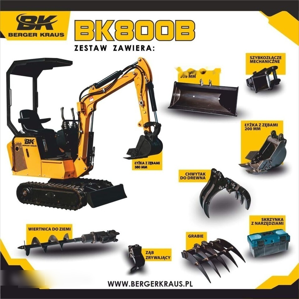Berger Kraus Mini Excavator BK800B with FULL equipment - Мини-экскаватор: фото 1