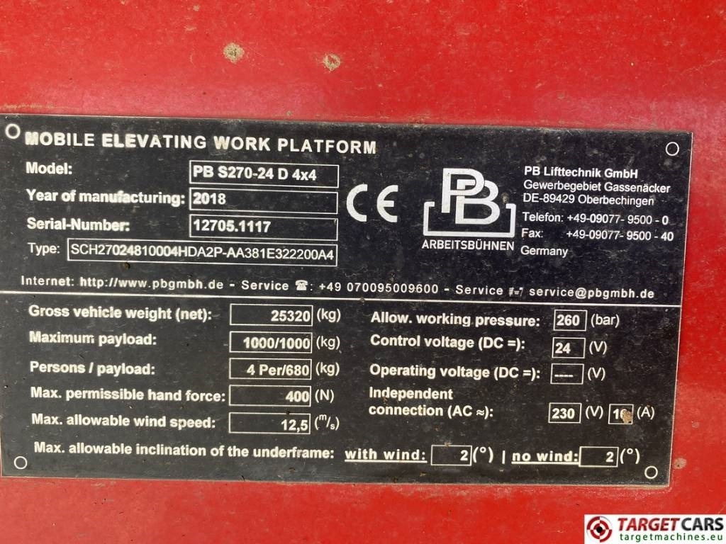 PB Lifttechnik S270-24 D Scissor 4x4 Diesel Work Lift 2725cm  в лизинг PB Lifttechnik S270-24 D Scissor 4x4 Diesel Work Lift 2725cm: фото 11