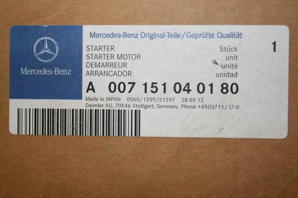 Mercedes Benz Starter 24 V A007151040180 - Стартер: фото 1 Mercedes Benz Starter 24 V A007151040180 - Стартер: фото 1