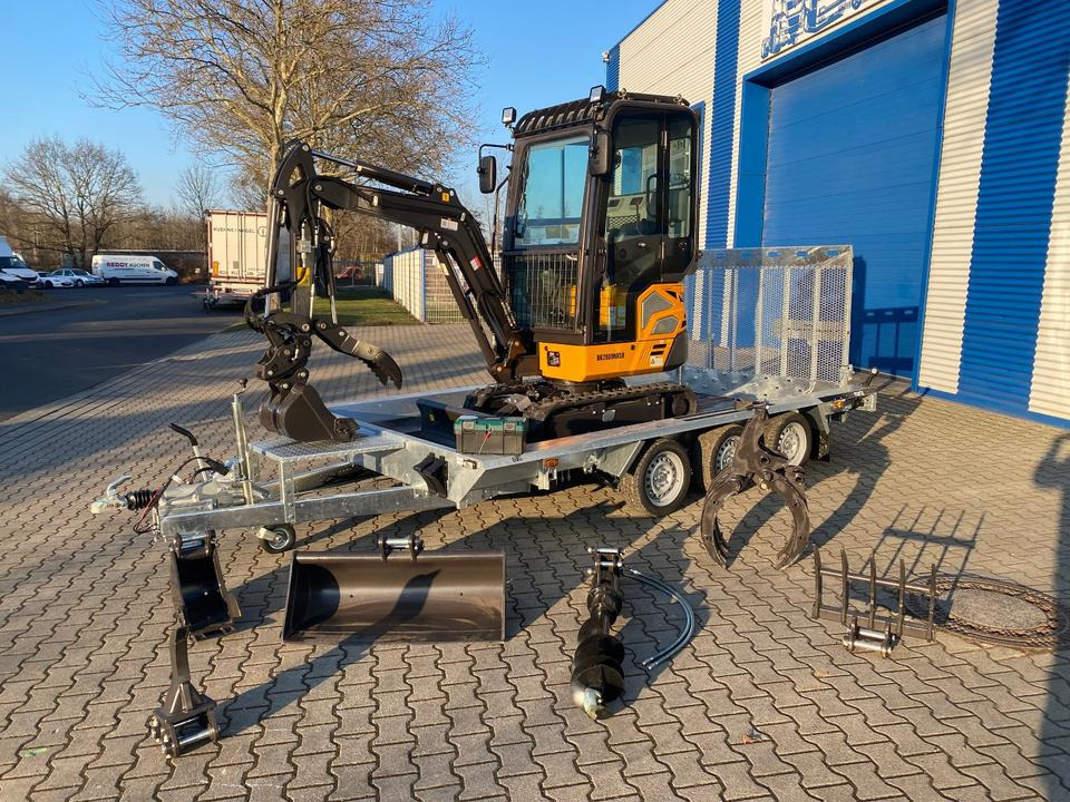 Minibagger BK2000NKSR + Tieflader + Zubehör *INKL.19% MWST*BERGER KRAUS*KUBOTA* KLIMA*SCHWENKARM*VERSTELLFAHRWERK* - Мини-экскаватор, Прицеп: фото 1 Minibagger BK2000NKSR + Tieflader + Zubehör *INKL.19% MWST*BERGER KRAUS*KUBOTA* KLIMA*SCHWENKARM*VERSTELLFAHRWERK* - Мини-экскаватор, Прицеп: фото 1