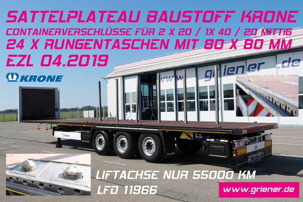 Krone SD 27 / 24 x RUNGENT./CONTAINER 2 x20 + 40 FUSS - Полуприцеп бортовой/ Платформа: фото 1 Krone SD 27 / 24 x RUNGENT./CONTAINER 2 x20 + 40 FUSS - Полуприцеп бортовой/ Платформа: фото 1