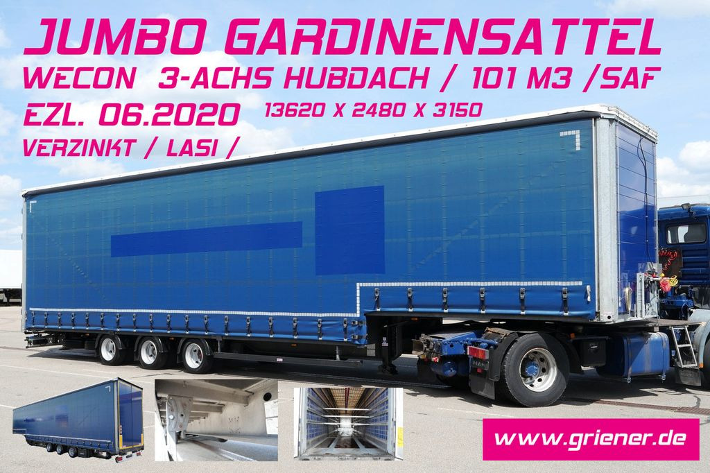 Низкорамный полуприцеп Wecon JUMBO GARDINENSATTEL /MEGA 101m3 /MASCHINENTRANS: фото 1 Низкорамный полуприцеп Wecon JUMBO GARDINENSATTEL /MEGA 101m3 /MASCHINENTRANS: фото 1