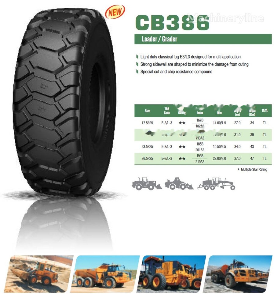 WestLake 20.5R25 CB386 E3/L3 177B/193A2 - Шина для Колёсных погрузчиков: фото 2 WestLake 20.5R25 CB386 E3/L3 177B/193A2 - Шина для Колёсных погрузчиков: фото 2