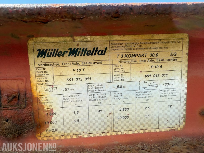 2007 Muller Mitteltal T 3 kompakt maskintralle - Blir EU OK - Прицеп: фото 5 2007 Muller Mitteltal T 3 kompakt maskintralle - Blir EU OK - Прицеп: фото 5