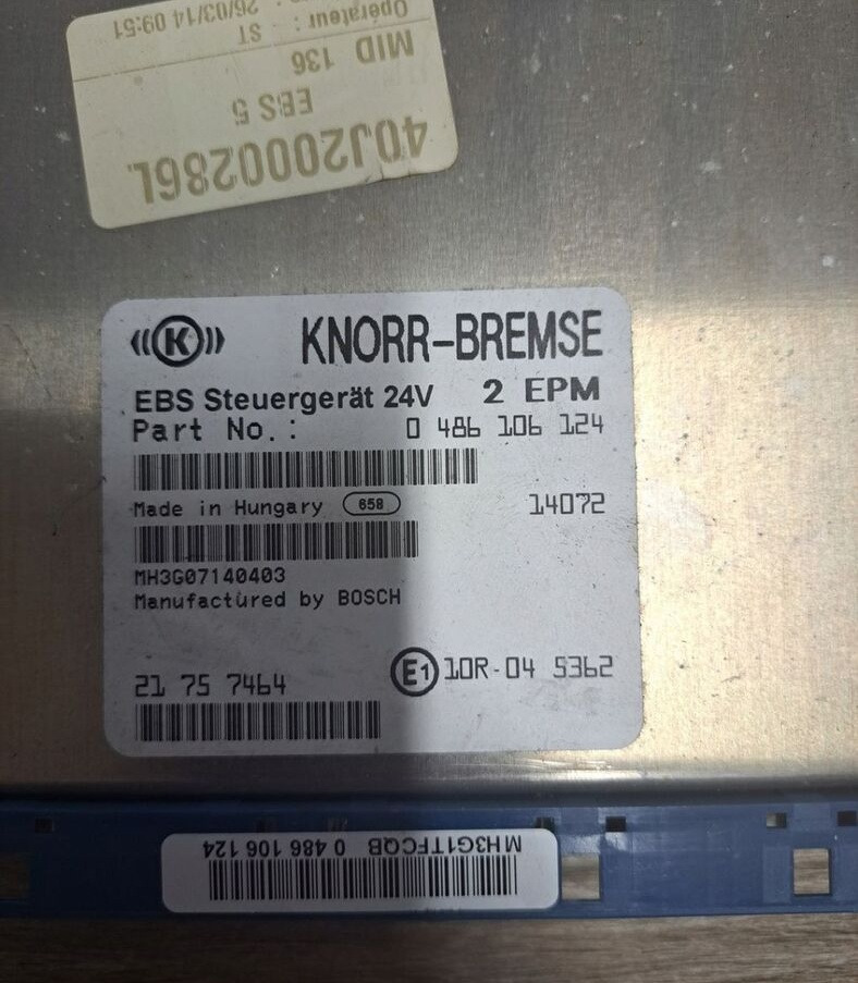Knorr-Bremse STEROWNIK EBS RENAULT MIDLUM GAMA D VOLVO FL EURO6 - Блок управления для Грузовиков: фото 1 Knorr-Bremse STEROWNIK EBS RENAULT MIDLUM GAMA D VOLVO FL EURO6 - Блок управления для Грузовиков: фото 1