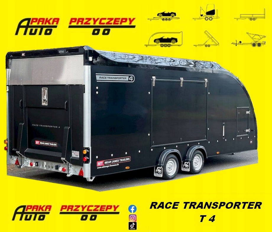 LAWETA ZAMKNIĘTA BJT RACE TRANSPORTER 4 - U NAS KOLOR CZARNY OD RĘKI - Прицеп-автовоз: фото 1 LAWETA ZAMKNIĘTA BJT RACE TRANSPORTER 4 - U NAS KOLOR CZARNY OD RĘKI - Прицеп-автовоз: фото 1