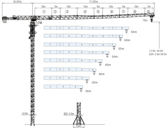 Башенный кран Dahan DH268(7025), без оголовка, г/п 16 т, высота 102м, стрела 70м - Башенный кран: фото 1 Башенный кран Dahan DH268(7025), без оголовка, г/п 16 т, высота 102м, стрела 70м - Башенный кран: фото 1