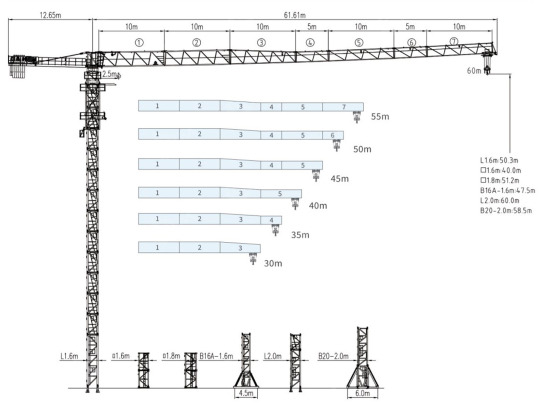 Башенный кран Dahan QTZ125(6015) гп 10 тонн без оголовка, высота 62,9м, стрела 60м, анкера, - Башенный кран: фото 1 Башенный кран Dahan QTZ125(6015) гп 10 тонн без оголовка, высота 62,9м, стрела 60м, анкера, - Башенный кран: фото 1