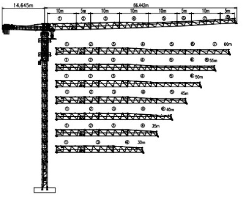 Башенный кран Dahan QTZ125(H6513A2), г/п 10т, высота 48,5м (свободностоящий), длина стрелы 6 - Башенный кран: фото 1 Башенный кран Dahan QTZ125(H6513A2), г/п 10т, высота 48,5м (свободностоящий), длина стрелы 6 - Башенный кран: фото 1