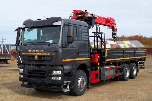 Бортовой грузовик HOWO 6x4 дв 400лс кму КМУ SUNHUNK S1606 (7.1тонн) 6 секций, с приборами безоп - Грузовик бортовой/ Платформа: фото 1 Бортовой грузовик HOWO 6x4 дв 400лс кму КМУ SUNHUNK S1606 (7.1тонн) 6 секций, с приборами безоп - Грузовик бортовой/ Платформа: фото 1