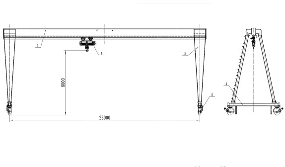 Кран козловой на колесах MHLT10-23H А3 гп 10т пролет 23м высота 8м - Козловой кран: фото 1 Кран козловой на колесах MHLT10-23H А3 гп 10т пролет 23м высота 8м - Козловой кран: фото 1