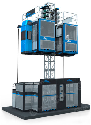 Подъёмник мачтовый грузо-пасcажирский Dahan SC200/200 2 кабины, высота 100м гп 2т скорость 40м/ - Вертикальный мачтовый подъемник: фото 1 Подъёмник мачтовый грузо-пасcажирский Dahan SC200/200 2 кабины, высота 100м гп 2т скорость 40м/ - Вертикальный мачтовый подъемник: фото 1