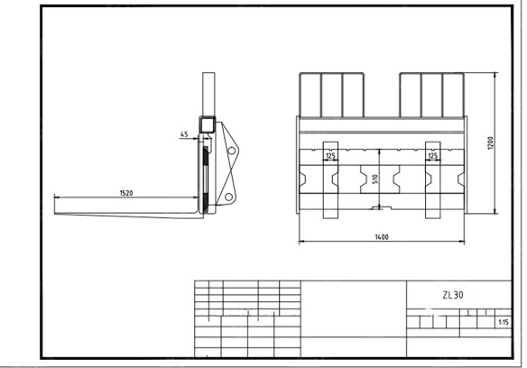 Вилы палетные 1,52м с кареткой на фронтальный погрузчик YUGONG ZL30 - Вилы: фото 1 Вилы палетные 1,52м с кареткой на фронтальный погрузчик YUGONG ZL30 - Вилы: фото 1