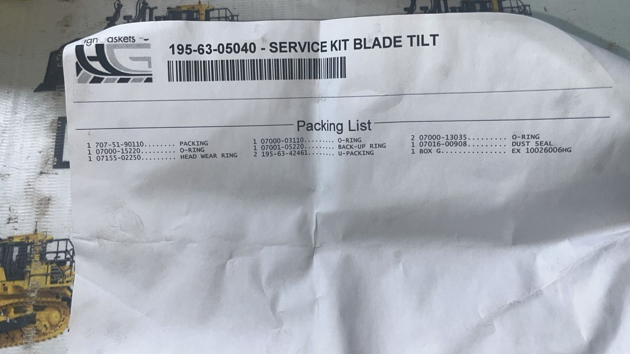 High Gaskets 195-63-05040 Ремкомплект г/ц перекоса отвала - Гидравлический цилиндр для Строительной техники: фото 3 High Gaskets 195-63-05040 Ремкомплект г/ц перекоса отвала - Гидравлический цилиндр для Строительной техники: фото 3