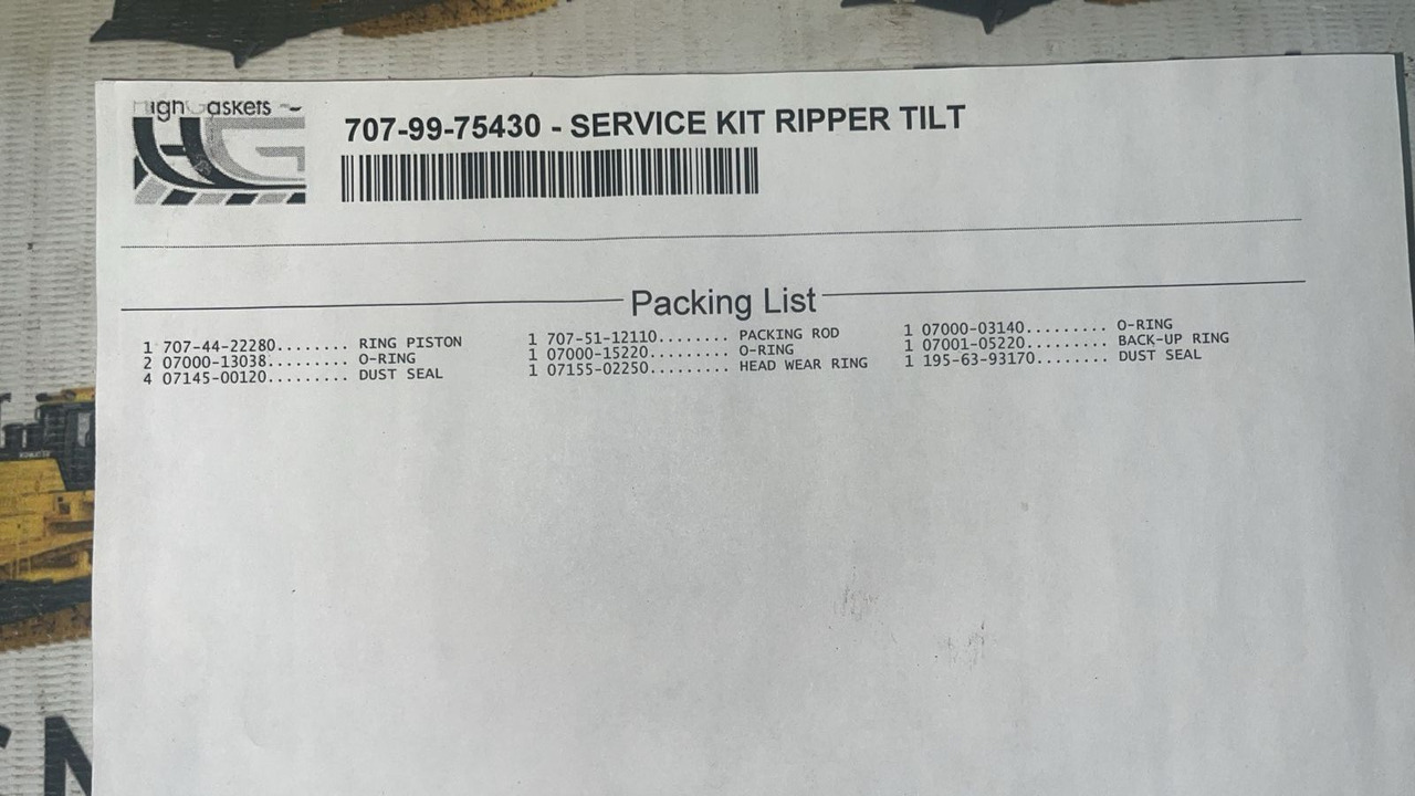 High Gaskets 707-99-75430 Ремкомплект г/ц наклона рыхлителя - Гидравлический цилиндр для Строительной техники: фото 3 High Gaskets 707-99-75430 Ремкомплект г/ц наклона рыхлителя - Гидравлический цилиндр для Строительной техники: фото 3