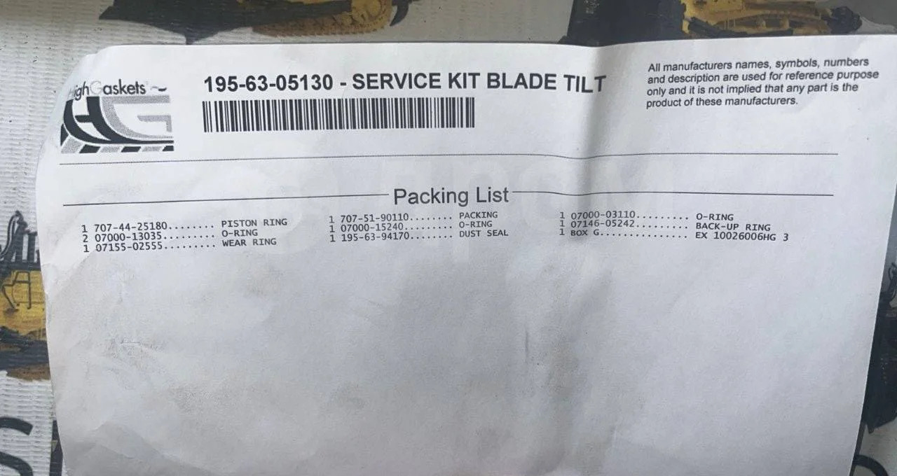 High Gaskets Р/к г/ц наклона отвала 195-63-05130 D355A Komatsu в Благовещенске - Гидравлический цилиндр: фото 3 High Gaskets Р/к г/ц наклона отвала 195-63-05130 D355A Komatsu в Благовещенске - Гидравлический цилиндр: фото 3