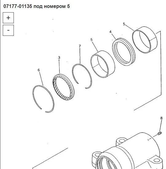 Новый Гидравлический цилиндр Втулка гидроцилиндра 07177-01135 Komatsu D375A: фото 6