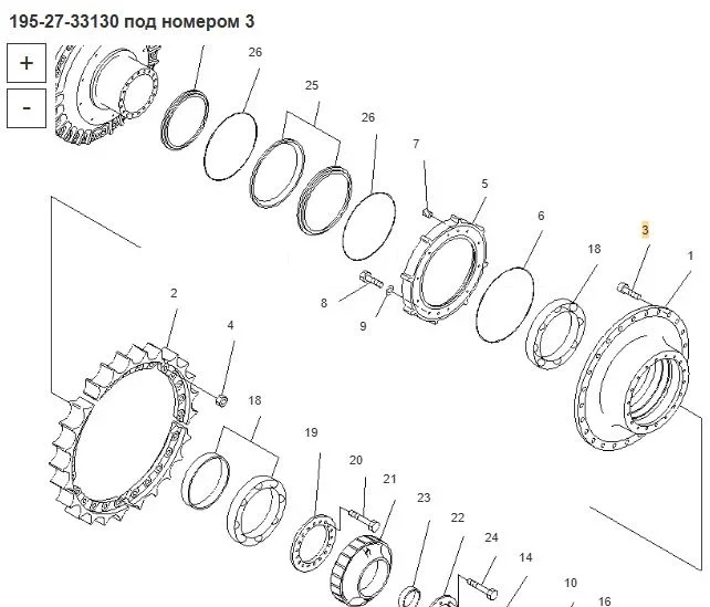 Новый Запчасти Болт+гайка cегментная 195-27-33141, 195-27-33130 Komatsu D375A: фото 6