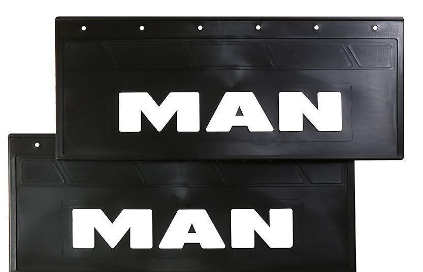 Брызговики 660х270 LUX "MAN" Белые буквы к-т - Крыло для Грузовиков: фото 1 Брызговики 660х270 LUX "MAN" Белые буквы к-т - Крыло для Грузовиков: фото 1