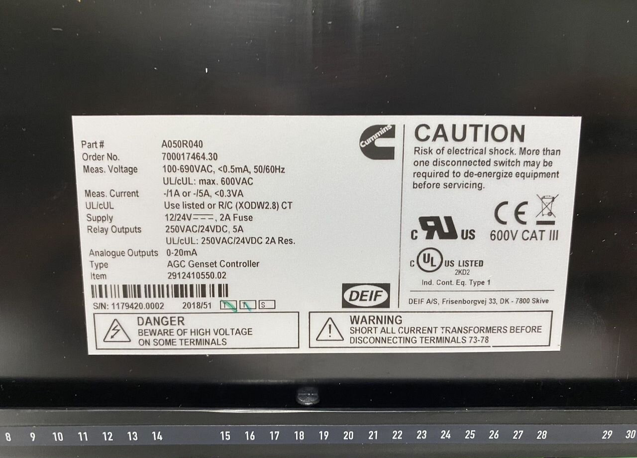 Cummins Контроллер deif AGC-4 Mk II - Электрическая система: фото 4 Cummins Контроллер deif AGC-4 Mk II - Электрическая система: фото 4