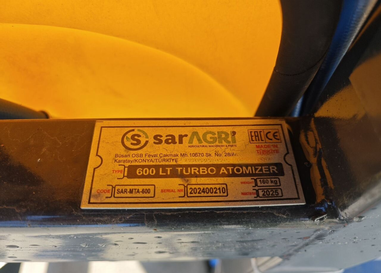 Новый Навесной опрыскиватель Telsar SAR-MTA-600: фото 9 Новый Навесной опрыскиватель Telsar SAR-MTA-600: фото 9