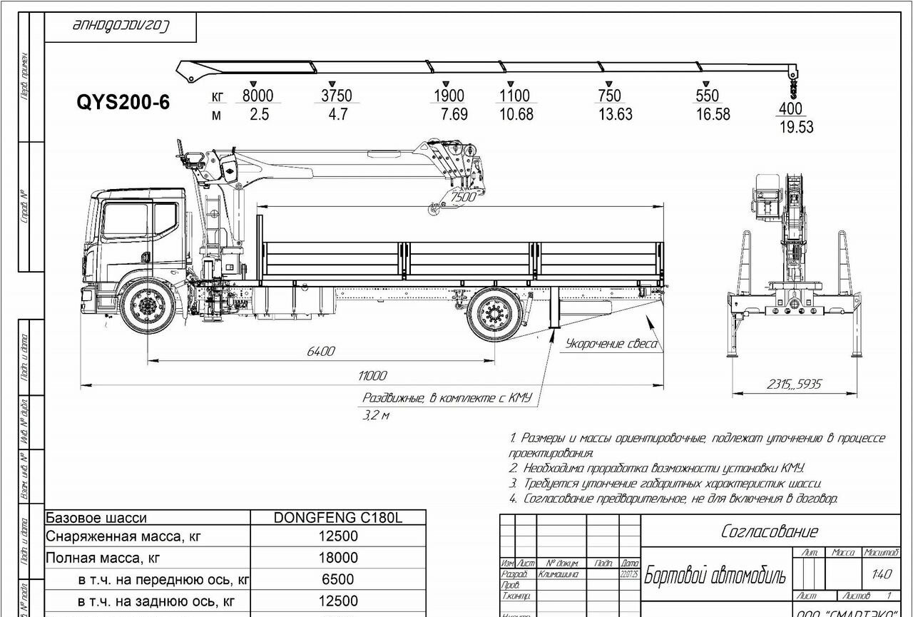 Dongfeng C180L - Бортовой грузовик/ Платформа, Автоманипулятор: фото 1 Dongfeng C180L - Бортовой грузовик/ Платформа, Автоманипулятор: фото 1