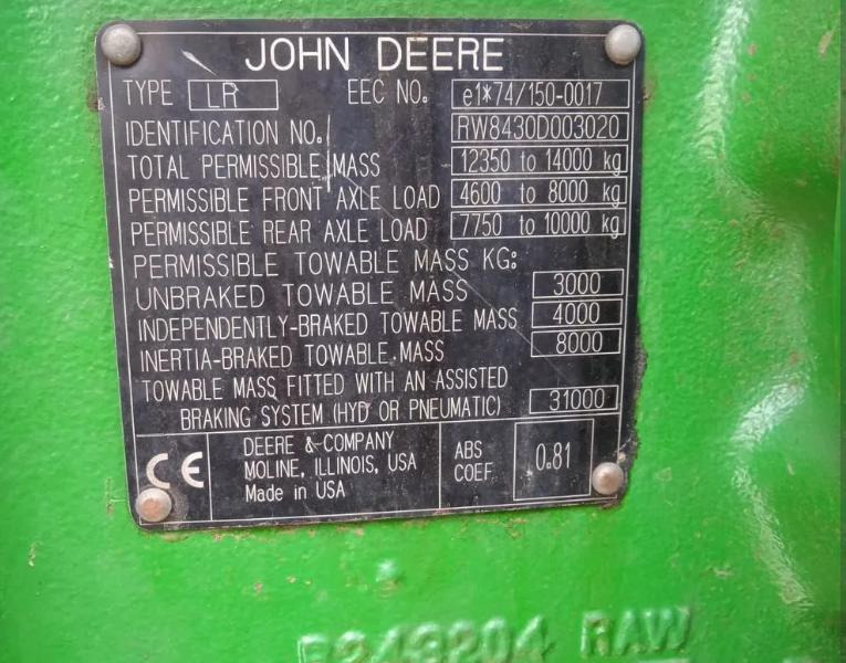 Трактор Трактор John Deere 8430: фото 9