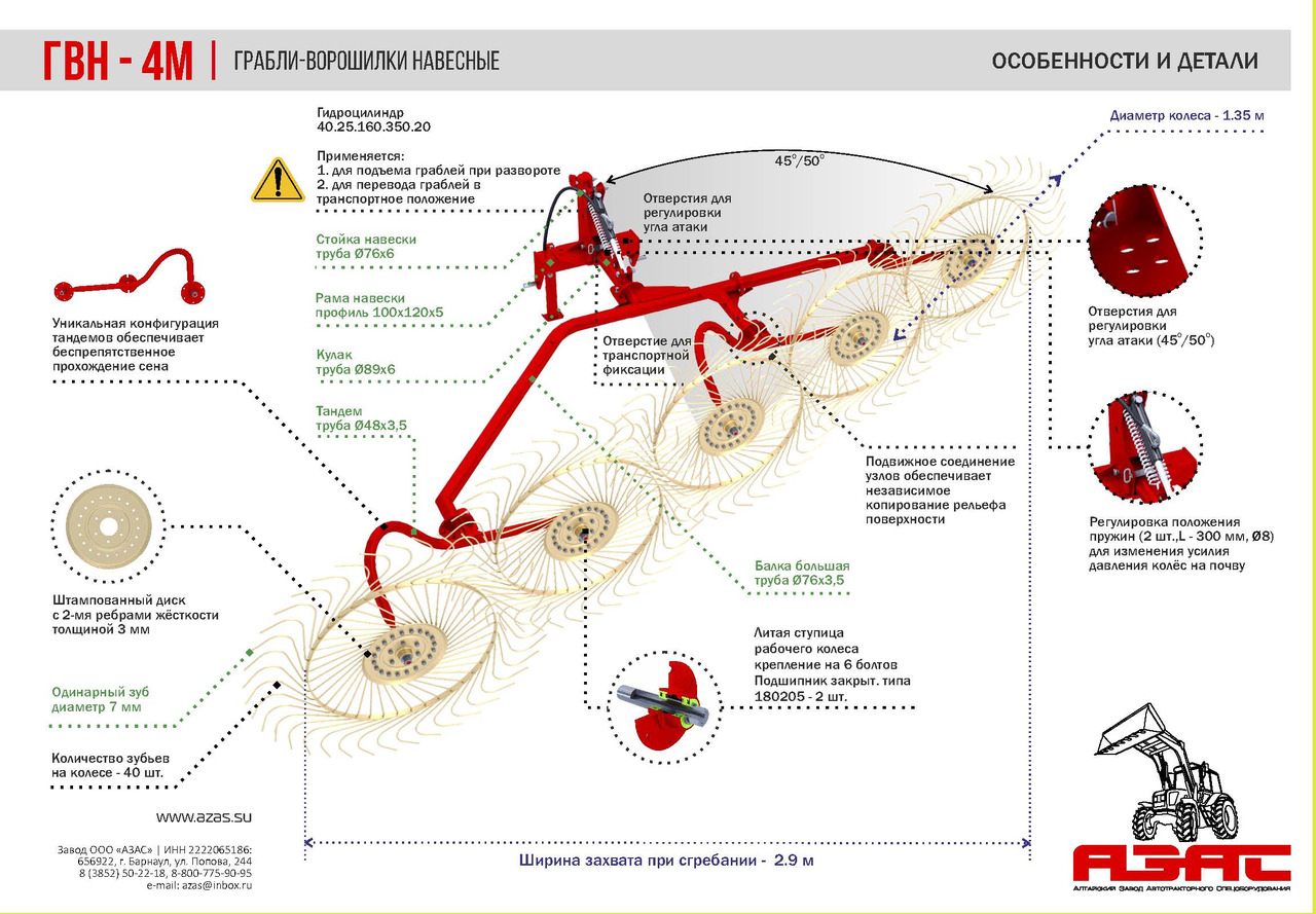 Сеноворошилка Грабли валковые навесные ГВН-3М и ГВН-4М: фото 7
