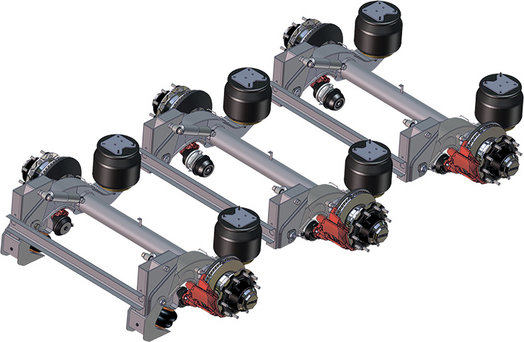 3-х осный осевой агрегат 90431 с пневморычажной подвеской, 9 тонн, односкатная ошиновка - Ось и запчасти для Прицепов: фото 1 3-х осный осевой агрегат 90431 с пневморычажной подвеской, 9 тонн, односкатная ошиновка - Ось и запчасти для Прицепов: фото 1