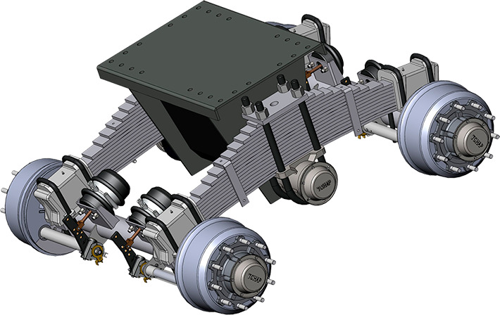 Балансирная рессорная подвеска модели 24146-2912010, 20 тонн, двускатная ошиновка - Ось и запчасти для Прицепов: фото 1 Балансирная рессорная подвеска модели 24146-2912010, 20 тонн, двускатная ошиновка - Ось и запчасти для Прицепов: фото 1