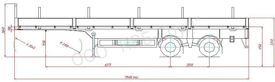 МАЗ-938660-044Р3 - Бортовой полуприцеп/ Платформа: фото 2 МАЗ-938660-044Р3 - Бортовой полуприцеп/ Платформа: фото 2