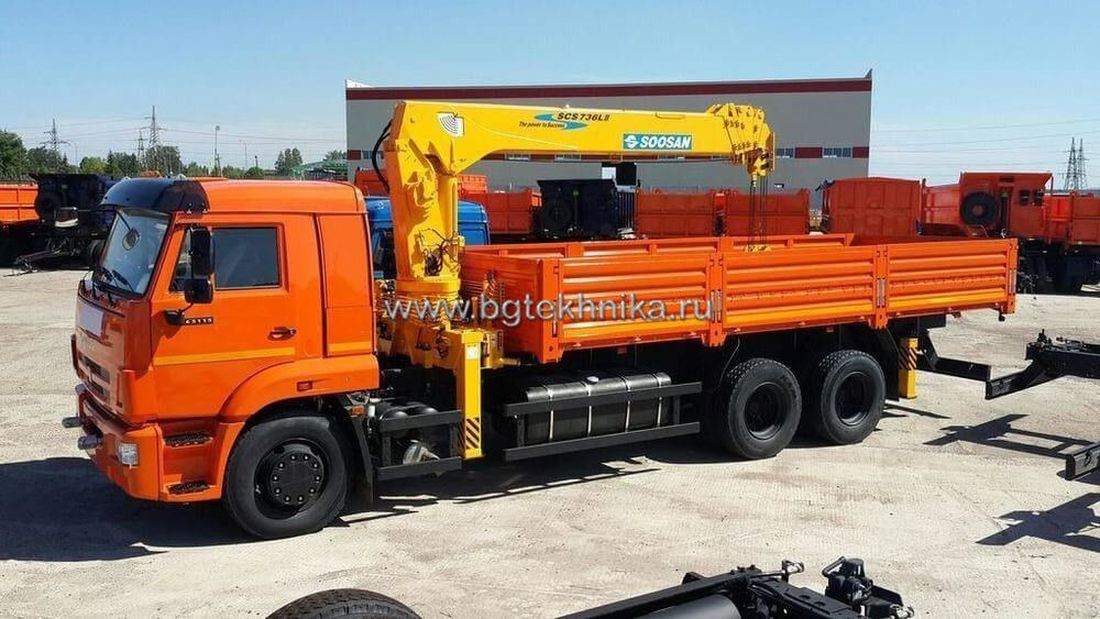 Бортовой КАМАЗ 65115 с КМУ Soosan SCS 736L II TOP - Бортовой грузовик/ Платформа, Автоманипулятор: фото 1 Бортовой КАМАЗ 65115 с КМУ Soosan SCS 736L II TOP - Бортовой грузовик/ Платформа, Автоманипулятор: фото 1