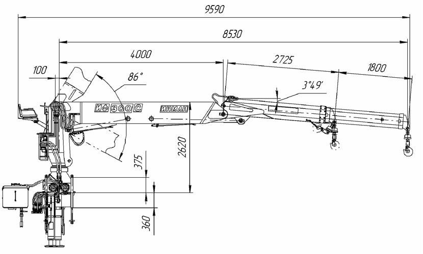 Гидравлический кран-манипулятор ИФ 300 - Кран-манипулятор: фото 3 Гидравлический кран-манипулятор ИФ 300 - Кран-манипулятор: фото 3