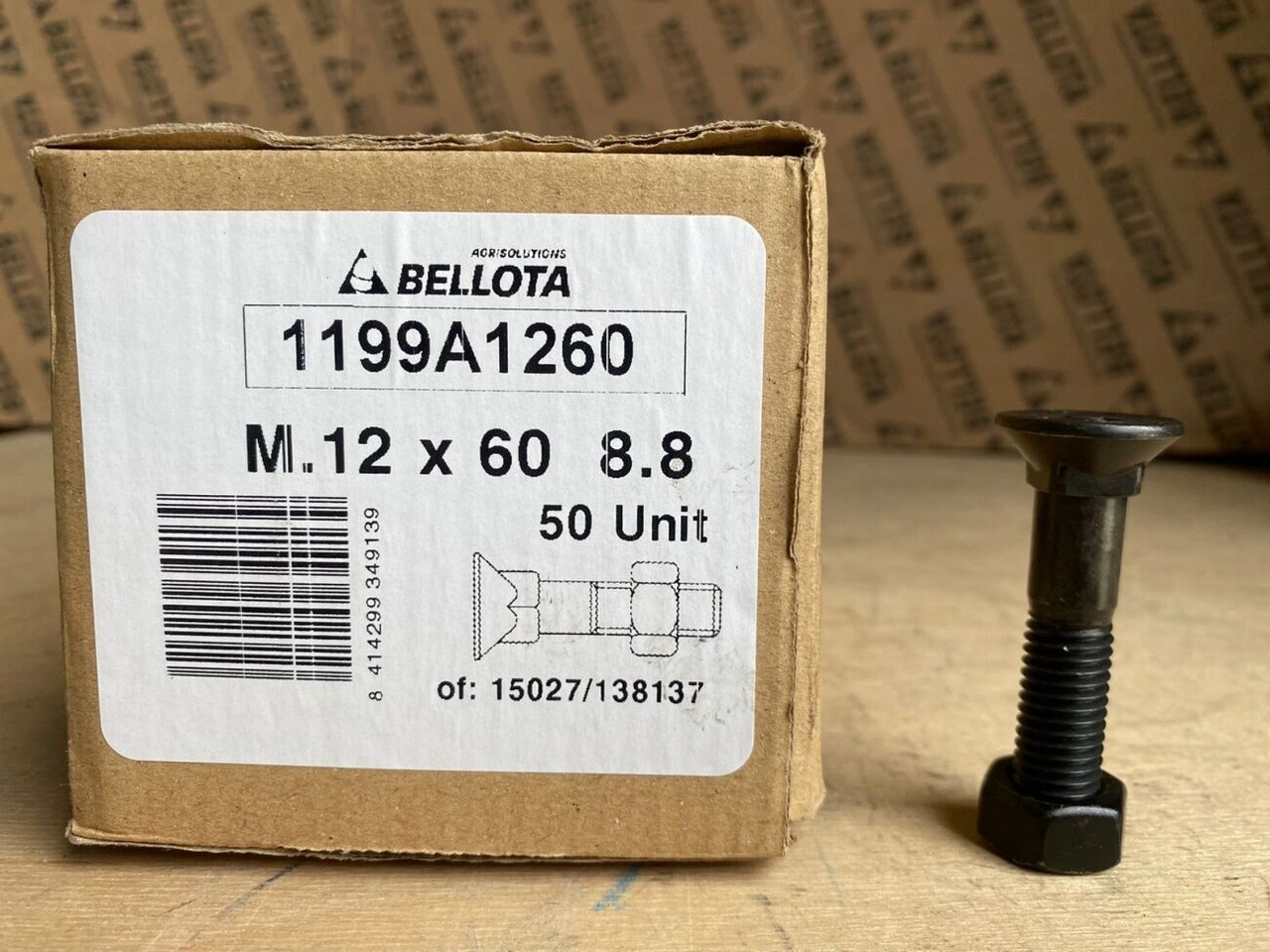 Болт с гайкой 12х60 (8.8) 1199А-1260 (Bellota) - Запчасти для Культиваторов: фото 1 Болт с гайкой 12х60 (8.8) 1199А-1260 (Bellota) - Запчасти для Культиваторов: фото 1