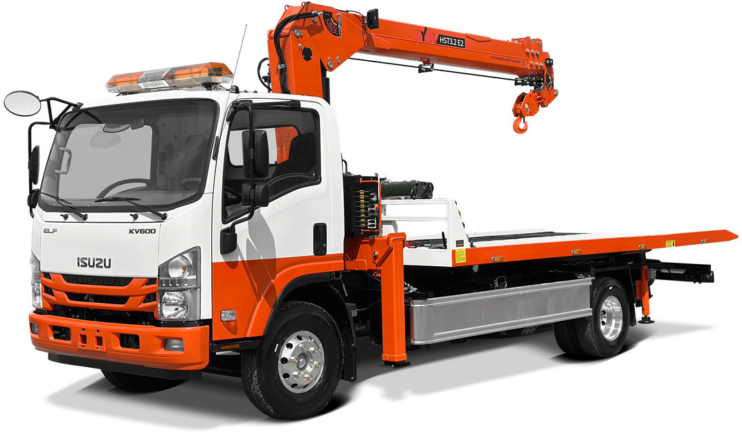 Эвакуаторная платформа 4.5 т с КМУ 3.2 т на шасси Isuzu Elf - Эвакуатор: фото 1 Эвакуаторная платформа 4.5 т с КМУ 3.2 т на шасси Isuzu Elf - Эвакуатор: фото 1