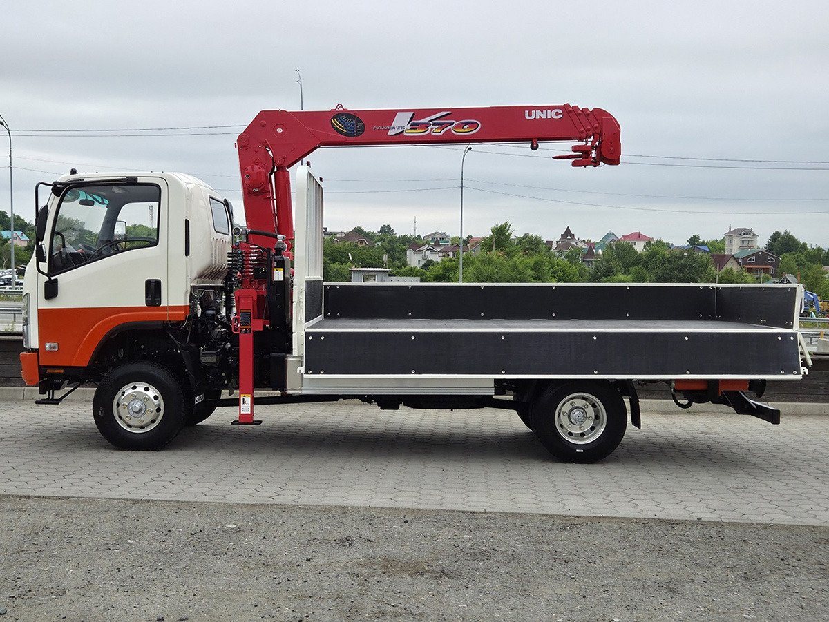 Бортовой грузовик/ Платформа, Автоманипулятор ISUZU ELF бортовой с КМУ UNIC: фото 14
