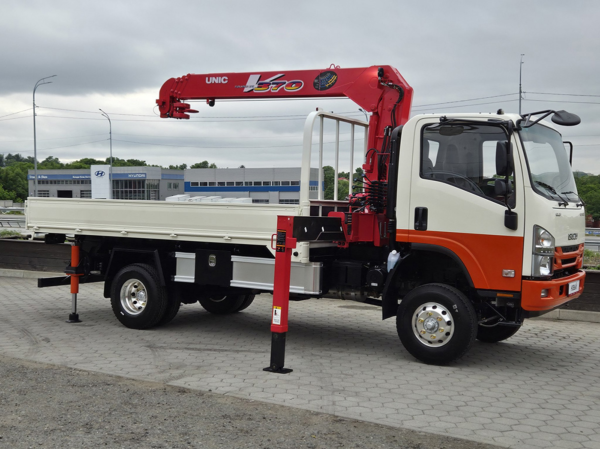 Бортовой грузовик/ Платформа, Автоманипулятор ISUZU ELF бортовой с КМУ UNIC: фото 11