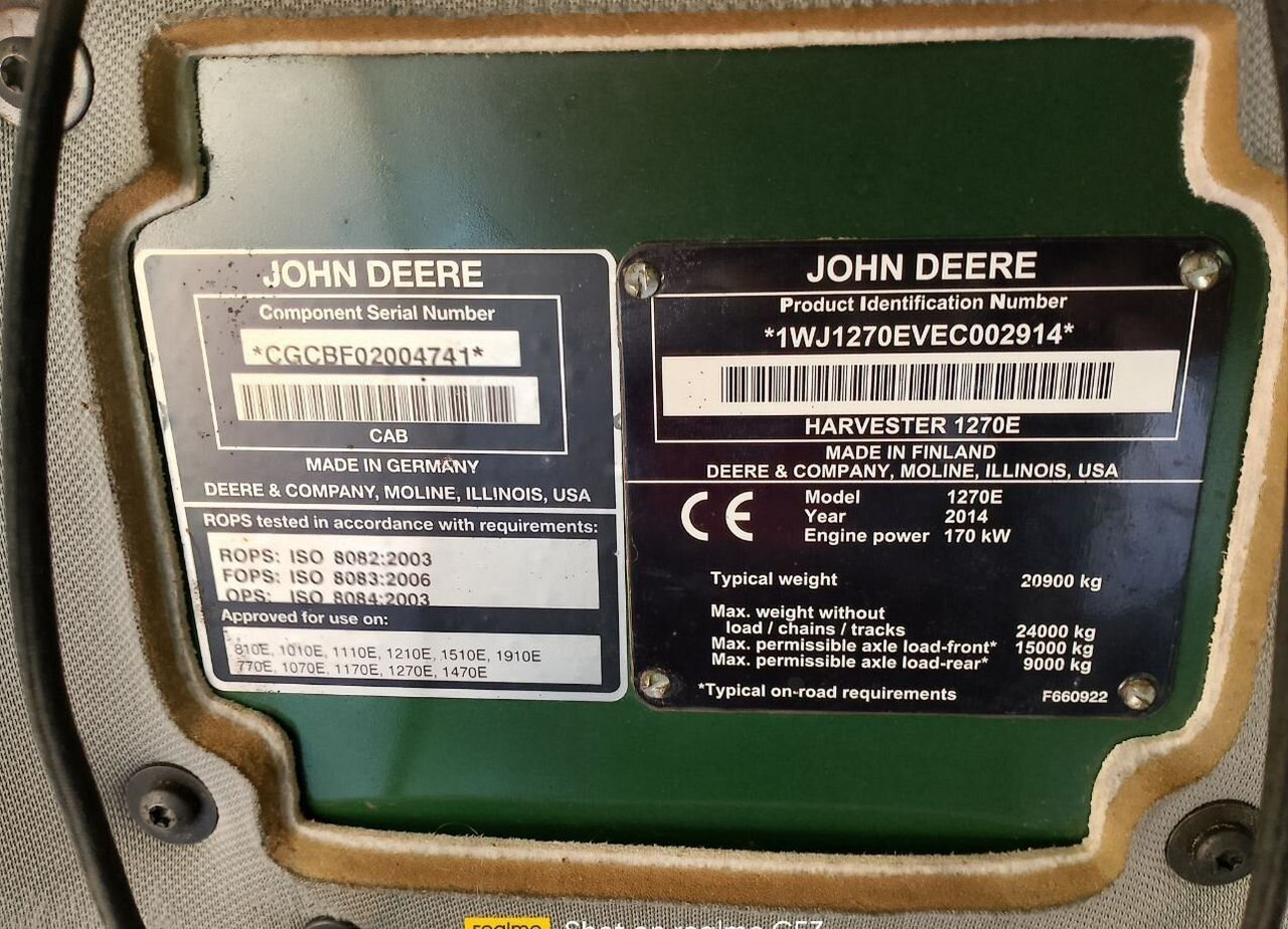 Новый Харвестер John Deere 1270E/1270G: фото 26 Новый Харвестер John Deere 1270E/1270G: фото 26