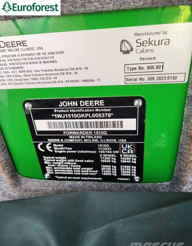 John Deere 1510E / 1510G - Форвардер: фото 4 John Deere 1510E / 1510G - Форвардер: фото 4