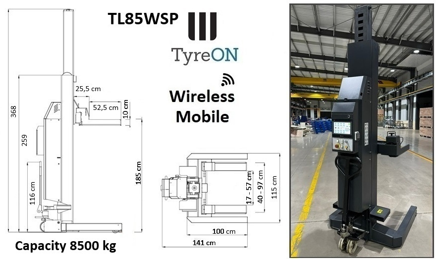 TL85WSP-4 34T wireless - 4 x 8,5 T - battery 24V DC / 3 kW per column - Long lifting forks for wide tires - Оборудование для гаражей/ Мастерских: фото 1 TL85WSP-4 34T wireless - 4 x 8,5 T - battery 24V DC / 3 kW per column - Long lifting forks for wide tires - Оборудование для гаражей/ Мастерских: фото 1