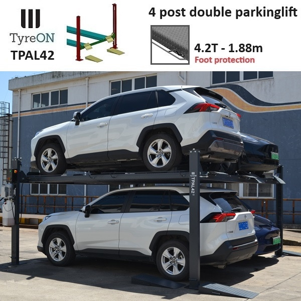 TPAL42 mobile double 4 post parking lift for car - 4.2T - Height 188 cm - Long 415 cm runways with automatic roll-off protection - 230V - To park 4 vehicles - Оборудование для гаражей/ Мастерских: фото 1 TPAL42 mobile double 4 post parking lift for car - 4.2T - Height 188 cm - Long 415 cm runways with automatic roll-off protection - 230V - To park 4 vehicles - Оборудование для гаражей/ Мастерских: фото 1