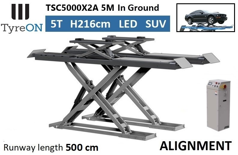 TSC5000X2A 5M Alignment scissor lift - In floor - Free wheel lifting system - 500 cm lightened runways - 5T - Оборудование для гаражей/ Мастерских: фото 1 TSC5000X2A 5M Alignment scissor lift - In floor - Free wheel lifting system - 500 cm lightened runways - 5T - Оборудование для гаражей/ Мастерских: фото 1
